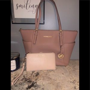 Michael Kors Rose purse and baby pink MK wallet